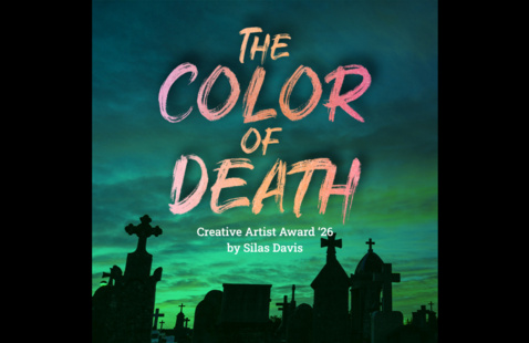 THE COLOR OF DEATH - silhouetted cemetery crosses against green sky; Creative Artist Award '26 by Silas Davis