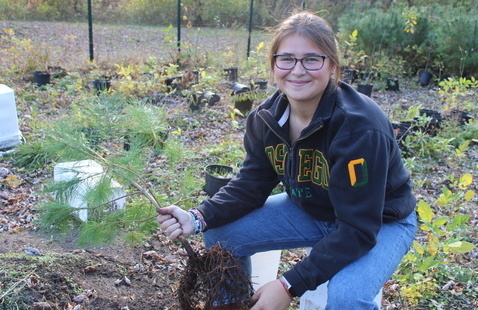 Student working in a natural outdoors setting