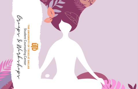 a figure sits cross-legged in a peaceful posture with leaves woven through their hair rising like a wave above them