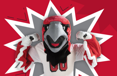 RedHawk Rally. Swoop showing his muscles.