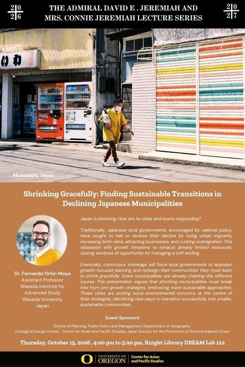 Jeremiah Public Lecture: "Finding Sustainable Transitions in Declining Japanese Municipalities"