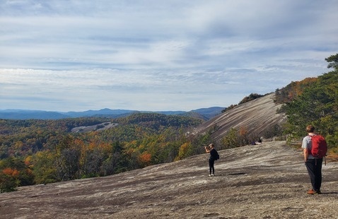 Students hiking at Stone Mountain State Park