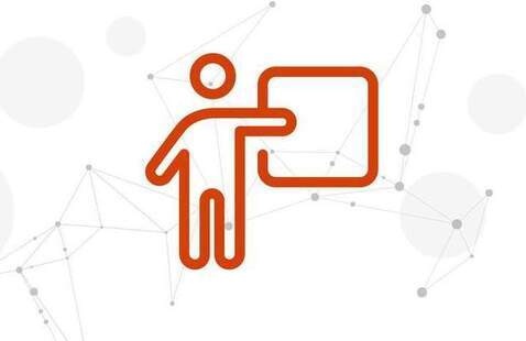 Icon of a person pointing to a screen.