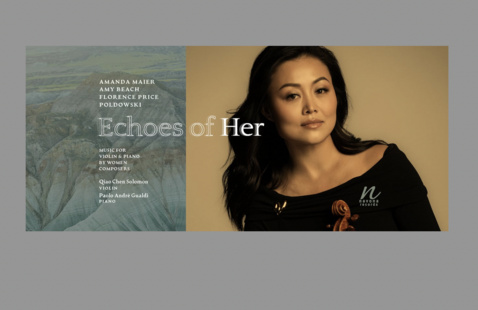 photo of Qiao Chen Solomon and album cover with text. 