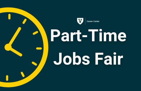 Part-Time Jobs Fair Design with a clock tilted to its side