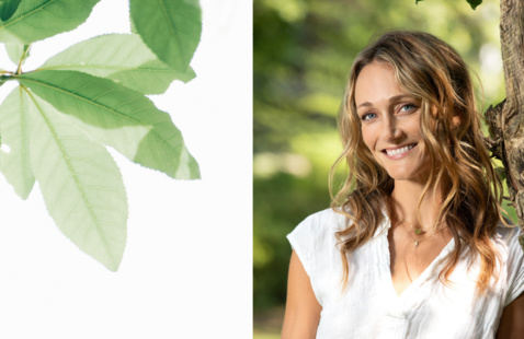 Photos of Hannah Evans and of leaves