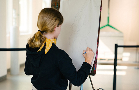 Person creating art