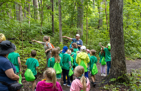 Summer campers searching for birds, photo by M. Doty.