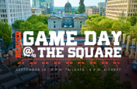 Photo overlooking Pioneer Courthouse Square in Portland, OR.