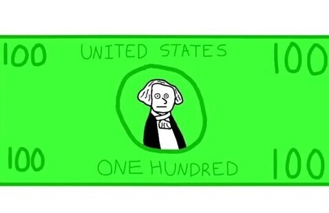 A 100 dollar bill drawn in MS Paint.