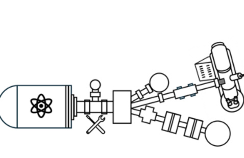 A model of a particle accelerator.
