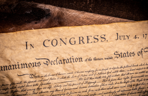 The Declaration of Independence in fine script.