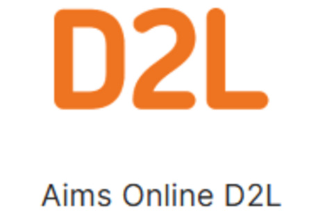 Orange D2L logo above text 'Aims Online D2L' on white background