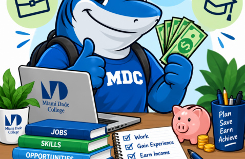 MDC Shark holding money in one hand a smiling!