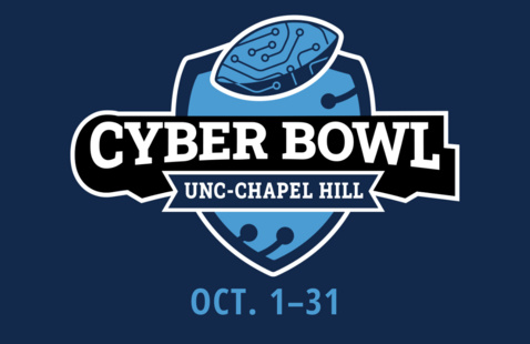 Cyber Bowl logo, which features a shield and a football with a circuit board pattern