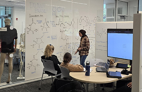 Students in the biomedical engineering design studio in Tang Hall