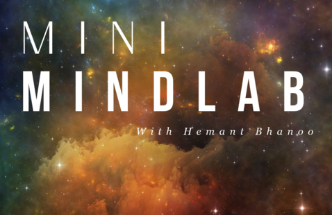 space, stars, and clouds background with title of program
