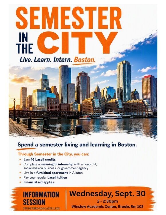 Semester in the City Info Session at Winslow Academic Center, Brooks Room 102