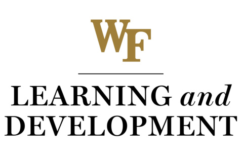 Gold WF logo centered above a thin black line and the words LEARNING and DEVELOPMENT in black serif type