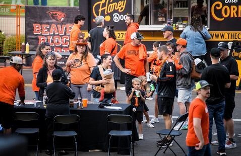 People at the block party