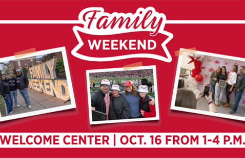 Family Weekend Welcome Center October 16 from 1-4pm