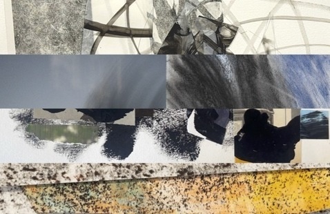 The World Spins // artwork from artists - abstract mixed-media collage of horizontal strips