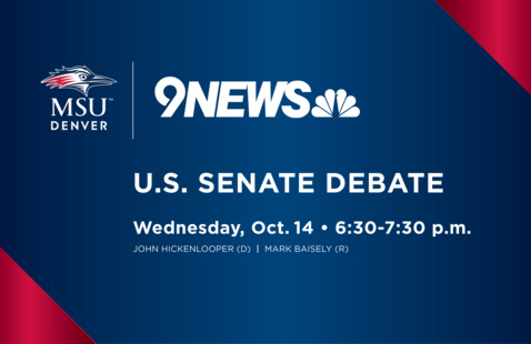 Image of 9News U.S. Senate Debate hosted by MSU Denver on the Auraria Campus