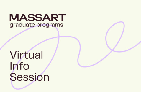 MASSART graduate programs — Virtual Info Session; cream background with lavender looping line