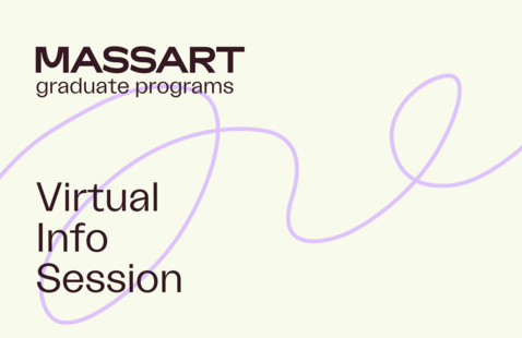MASSART graduate programs Virtual Info Session, purple loopy line on pale cream background