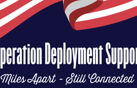 U.S. Flag with wording Operation Deployment Support, Miles Apart - Still Connected