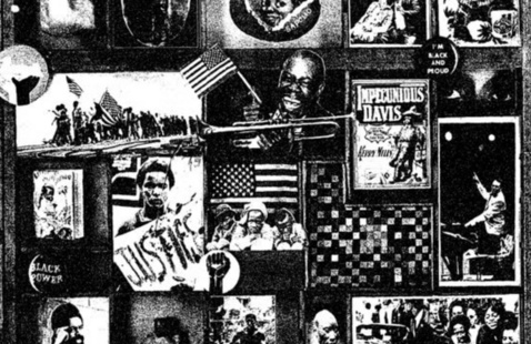 Collage of civil rights and Black Power images with American flags, protests, portraits, raised fists; text 'BLACK POWER'.