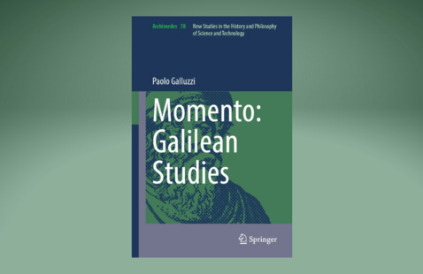 A green background with the book cover for "Momento: Galilean Studies" in the middle.