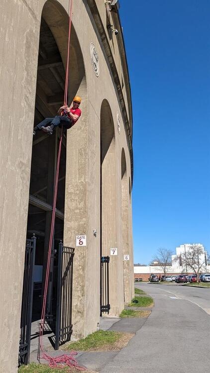 Rappel of Schoellkopf stadium with Cornell Outdoor Education