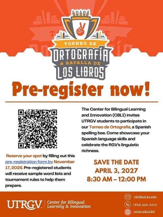 Pre-Registration for UTRGV Torneo de Ortografía