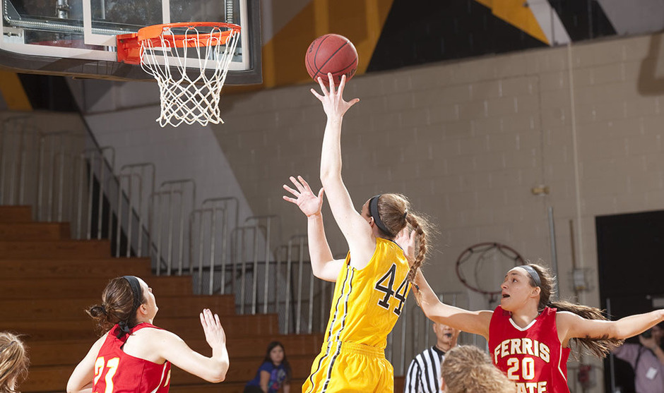 Basketball player taking a shot.